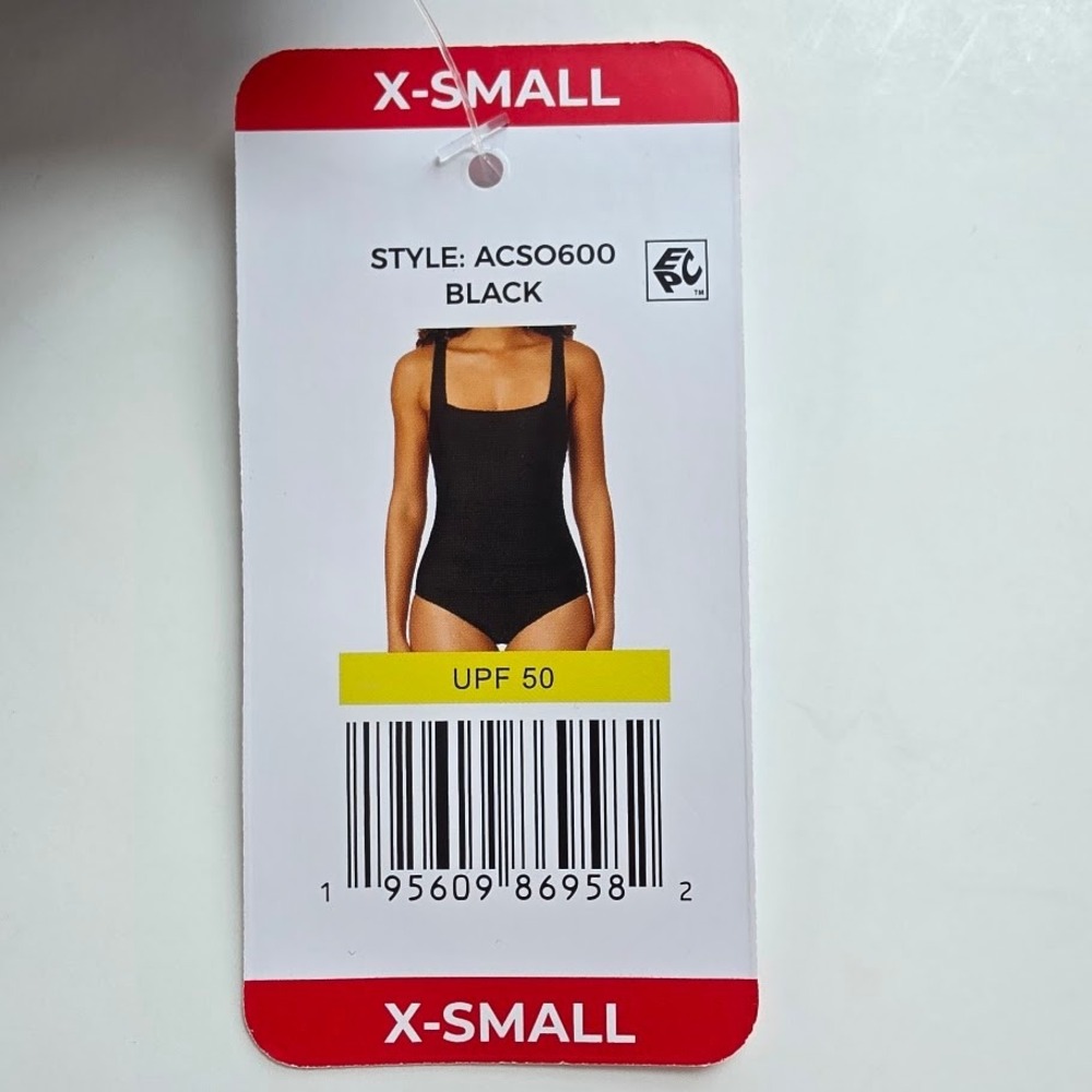 Anne Cole One Piece Swimsuit Women XS Black Shirred UPF 50 ACSO600 Bathing Suit